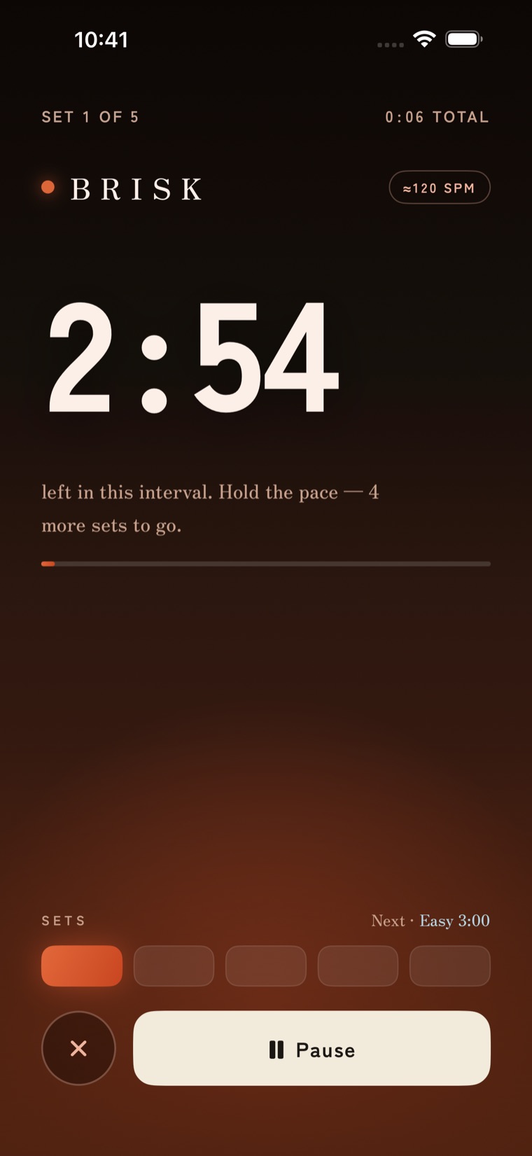 An active brisk interval
